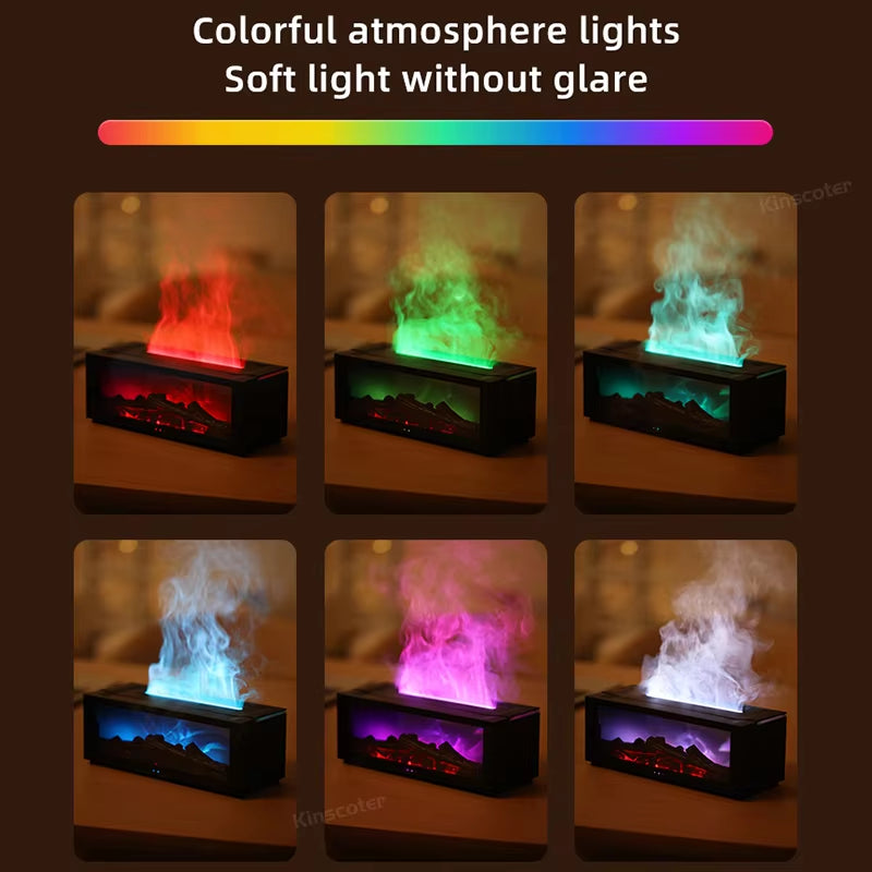 Essential Oil Diffuser with Simulated Fireplace, Humidifier, Timer, Remote Control, and Colorful Night Light - Ideal Home Gift