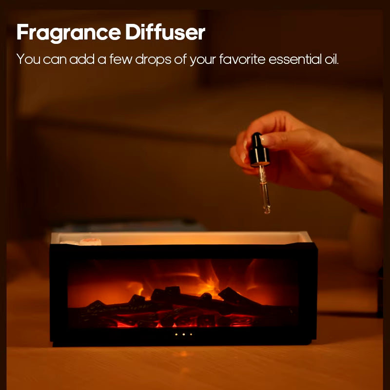 Essential Oil Diffuser with Simulated Fireplace, Humidifier, Timer, Remote Control, and Colorful Night Light - Ideal Home Gift